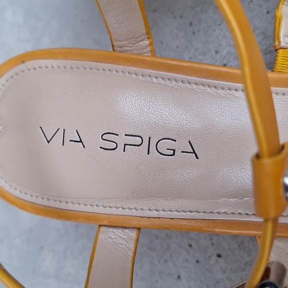Via Spiga Mustard Yellow Studded Strappy Wedges Espadrilles - Size 10 - Picture 4 of 9